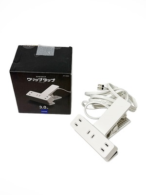 ELECOM エレコム シャッター・雷ガード付 クリップタップ 3.0m ECT-1430WH 2ピン式 3個口