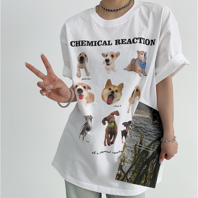 dog print big tee　ドッグプリントビッグティー　J0004