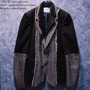 【doppio】"再倖築" 24ss collection check × corduroy layered custom Re:make tailored jacket