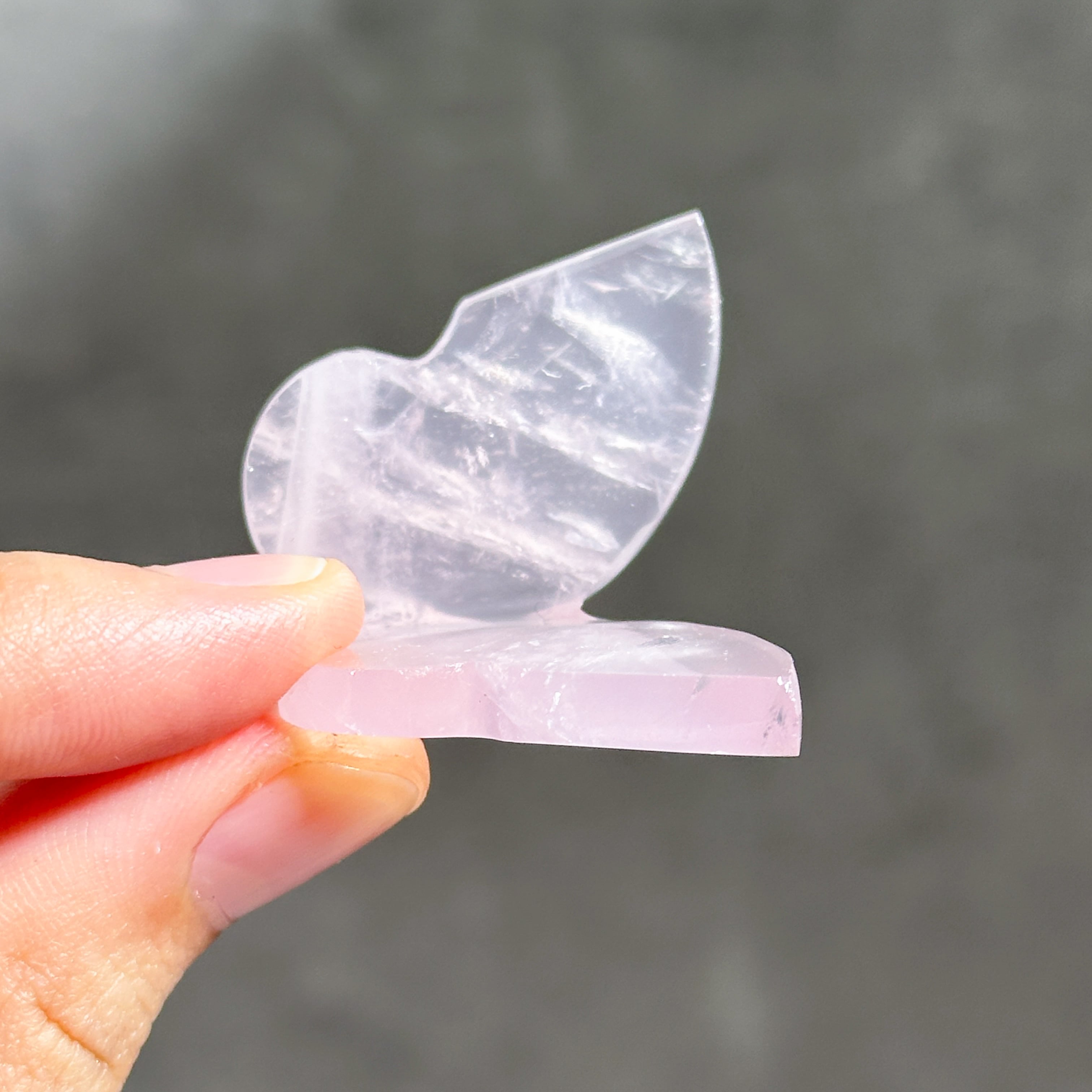 スモーキークォーツ ローズ クリア◎ ローズクォーツ 3D蝶 12◇ Rose Quartz Butterfly ◇天然石・鉱物