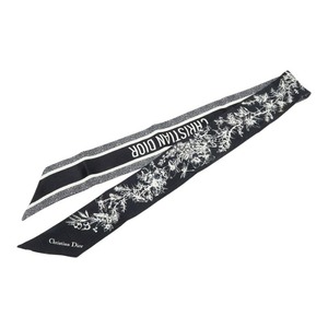 ディオール トワル ドゥ ジュイ フラワー ミッツァ スカーフ ツイリー ブラック ホワイト シルク レディース Dior 【中古】
