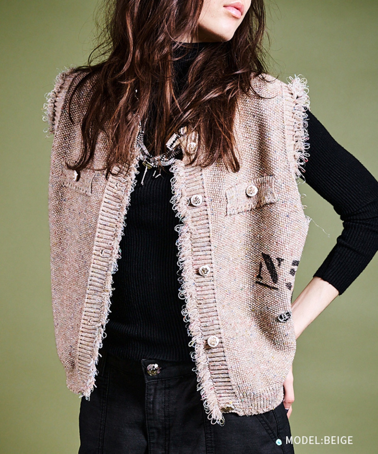 COOLA MADEメランジニットベスト (BEIGE) CQ-47036