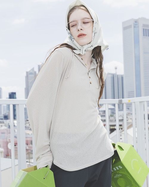 SHEER RIB HOODIE  / G63CS03  /  IVORY
