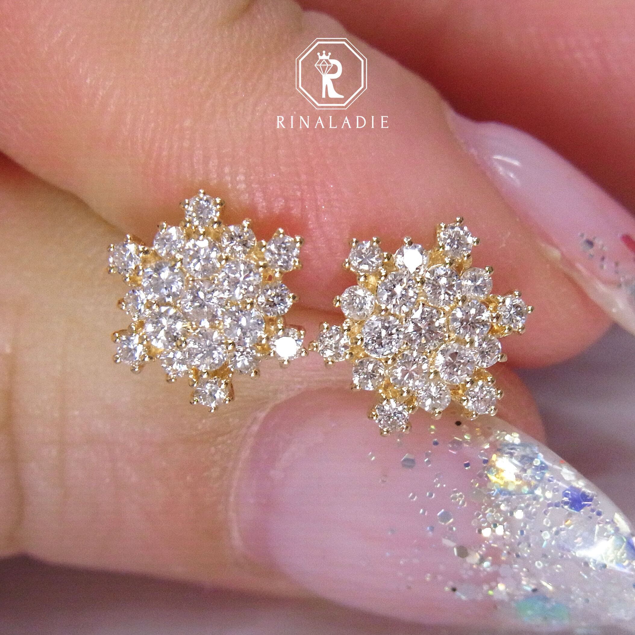 Pt950天然ダイヤモンド雪の結晶【スノーフレーク ダイヤモンドピアス