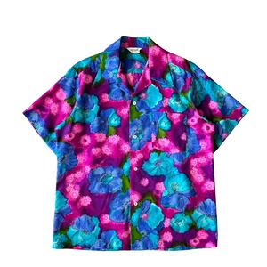 LATE 60s - 70s PSYCHEDELIC BLOOM VINTAGE ALOHA SHIRT / MADE IN HAWAII / size L