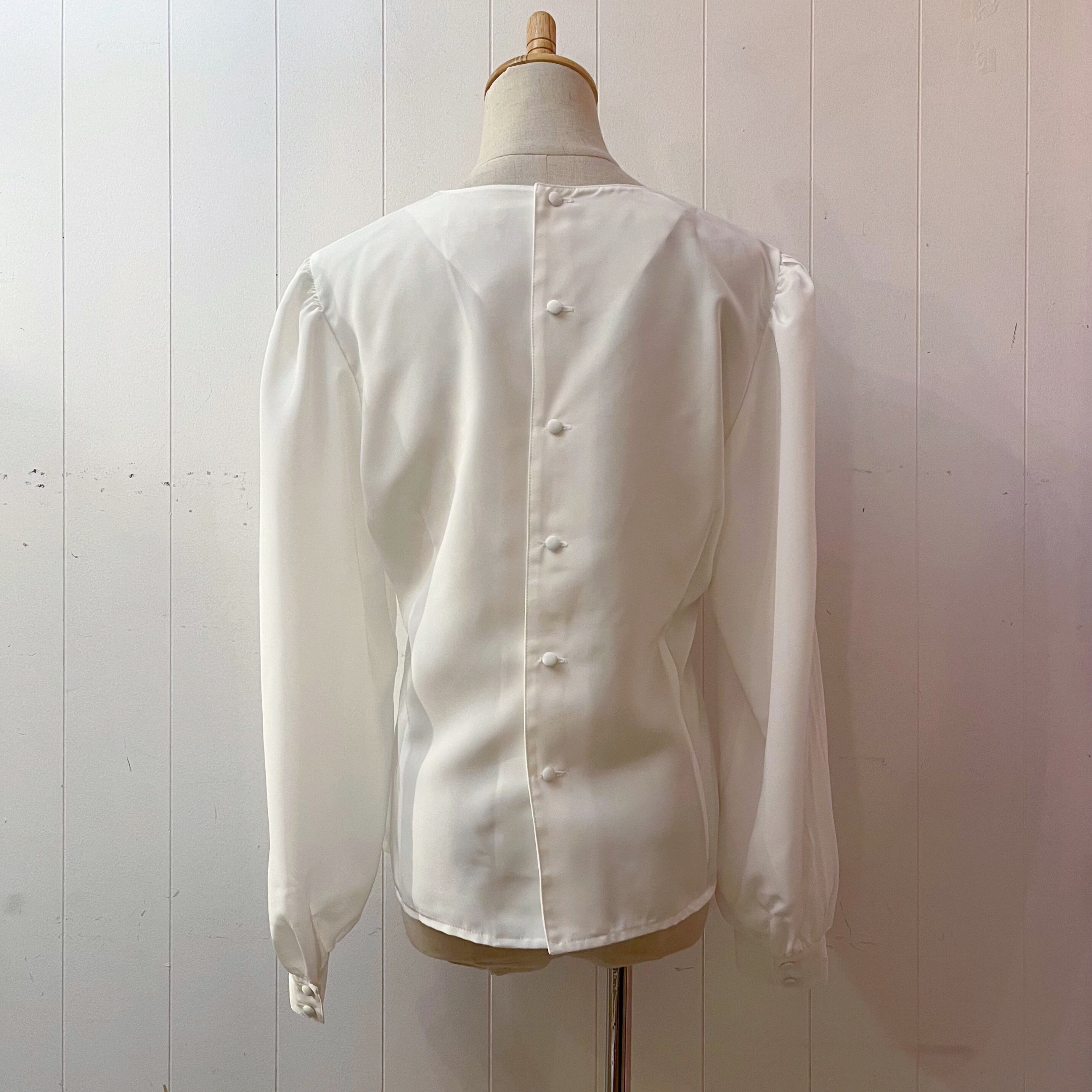 silver beads ribbon white blouse