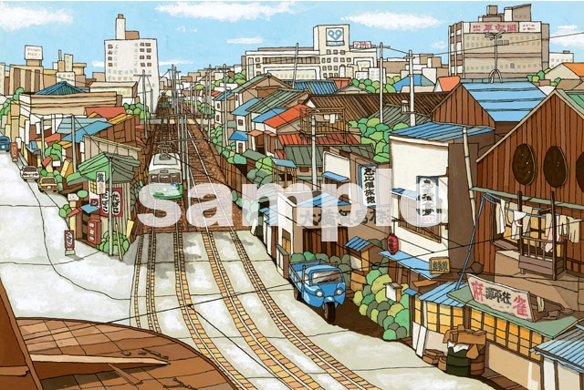 もふもふ堂／昭和40年代KOBE市電の走る風景シリーズ 「神戸駅から相生町を望む」四つ切レプリカ額付