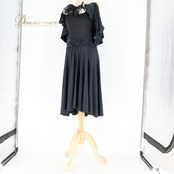 社交ダンス 衣装 ジャンティ gentil ラテン ドレス ワンピース 黒 レース 日本製 伸縮 軽い ストレッチ パーティドレス 発表会 無地 ブラック系 踊りやすい シンプル おしゃれ フォーマル パーティー 大人向け レディース Mサイズ 薄手 日本製製品 ダンス衣装 黒無地 コスチューム パフォーマンス用