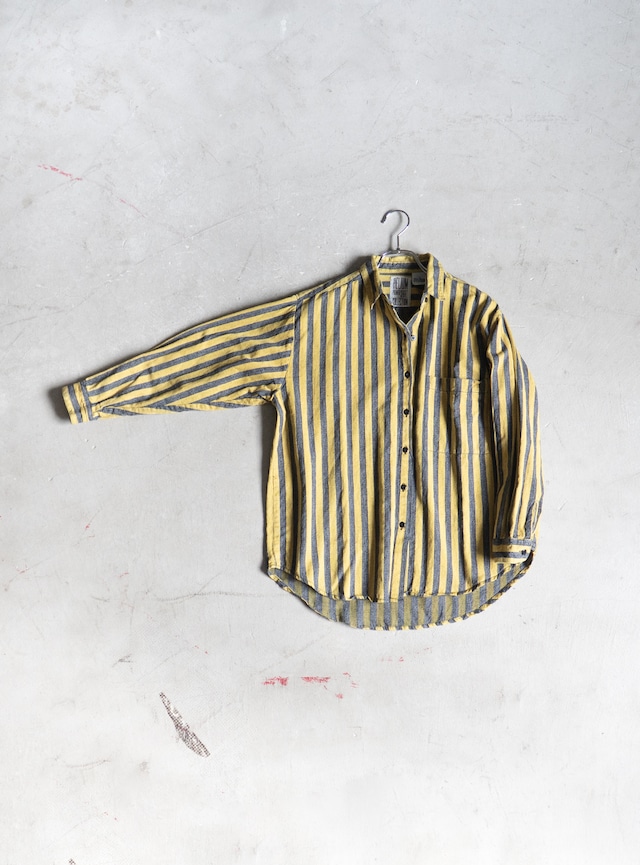"Helium" 1990s Yellow black chambray stripe shirt