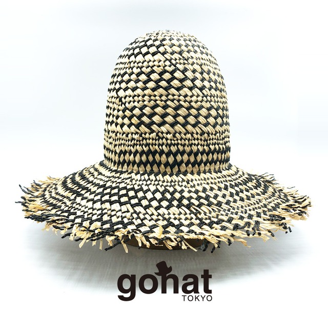 Rafia-Paper TONGARI CAPELINE / ナチュラル ブラック ラフィア 帽子 ハット HAT とんがり帽