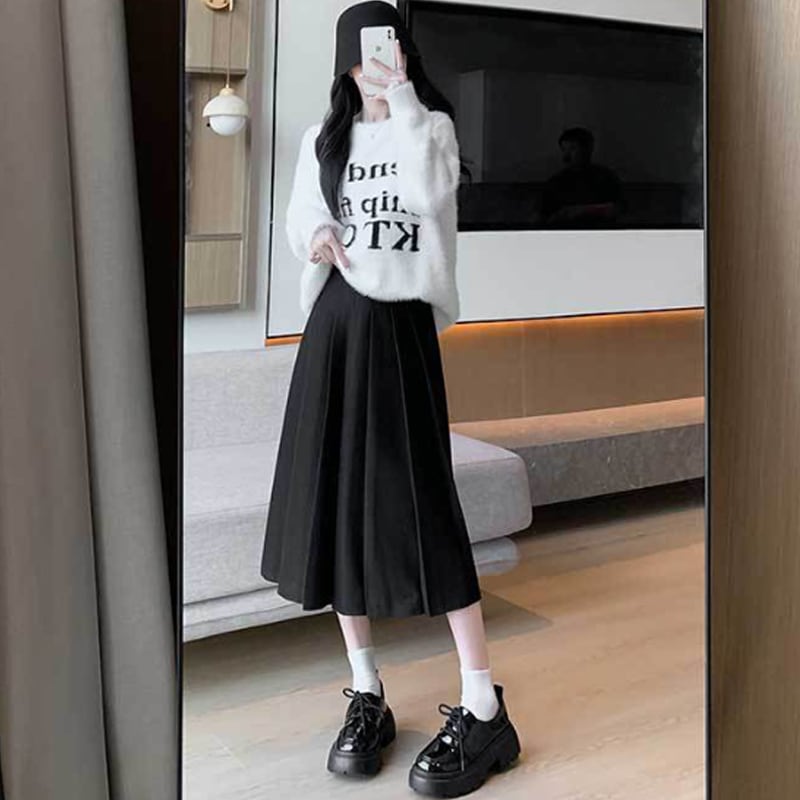 プリーツスカート ロング 韓国ファッション スカート ロングスカート