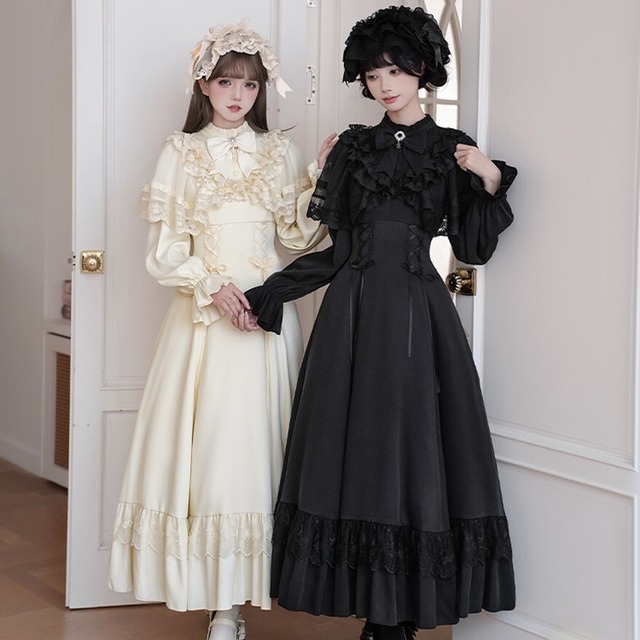 クラシカルロリィタ 白昼夜 ドレス ケープ ショール レース 2点セット PUJI