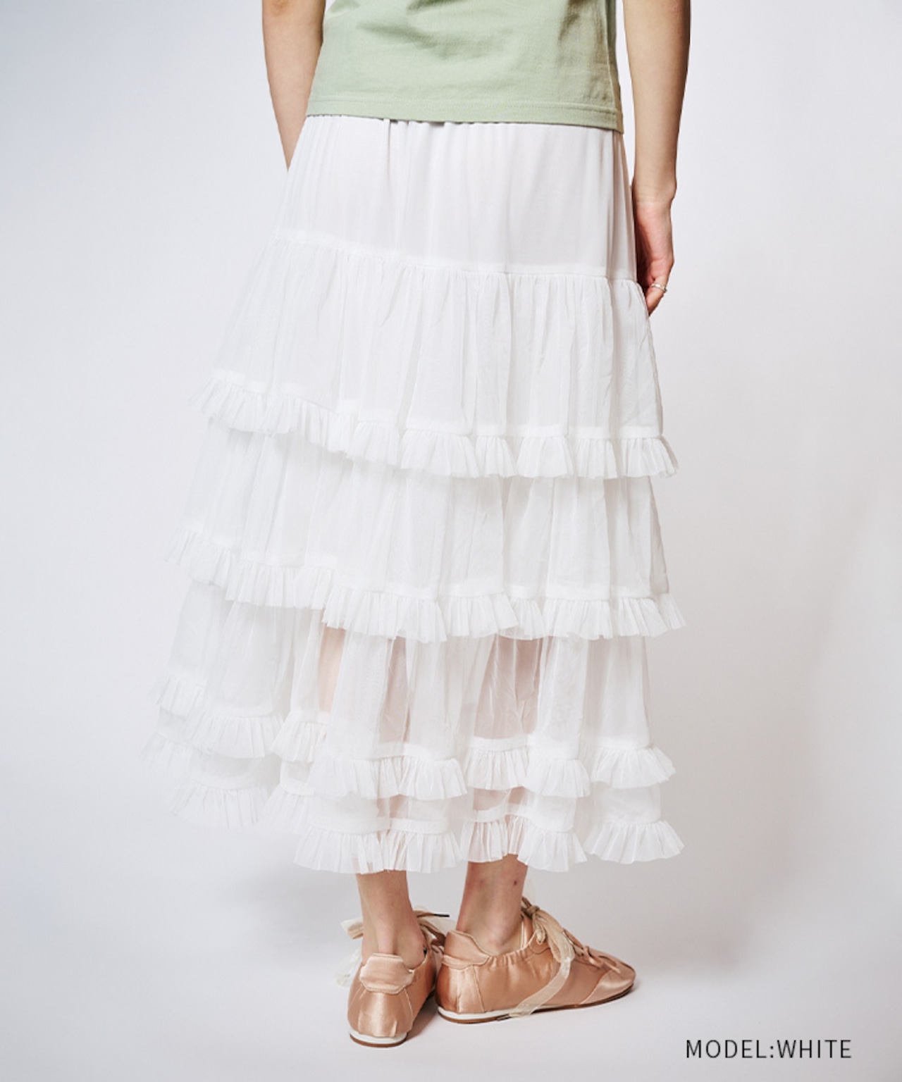 シフォンティアードフレアスカート (WHITE) CQ-48116