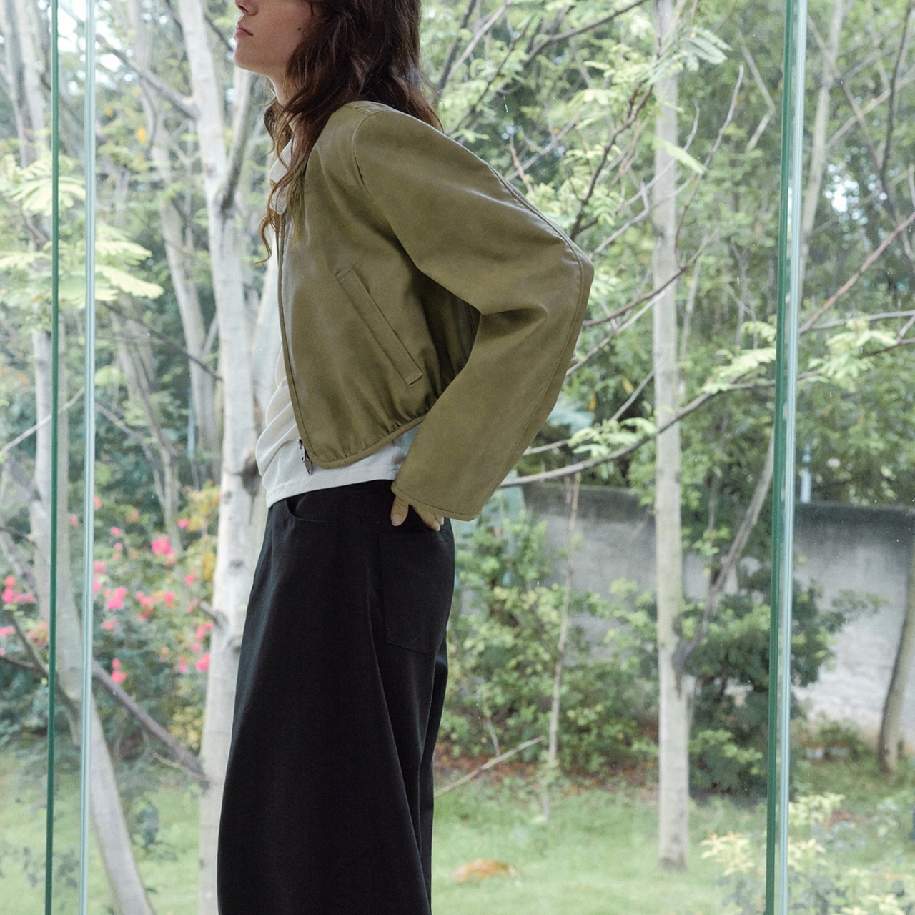 Fake Leather Cropped Jacket【3color】 T3562