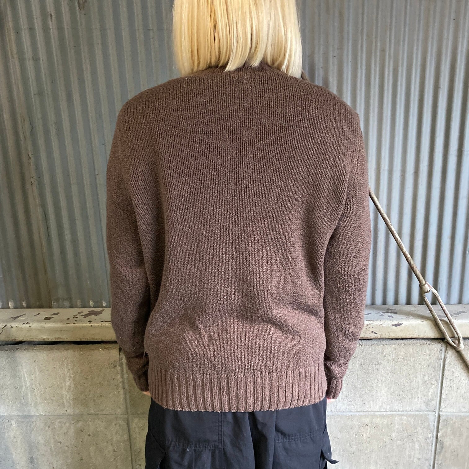 ポロバイラルフローレン 総柄リネンニット 茶色 シルク コットン リネン混 中古・古着通販】POLO RALPH LAUREN (ポロ・ラルフローレン) 90S