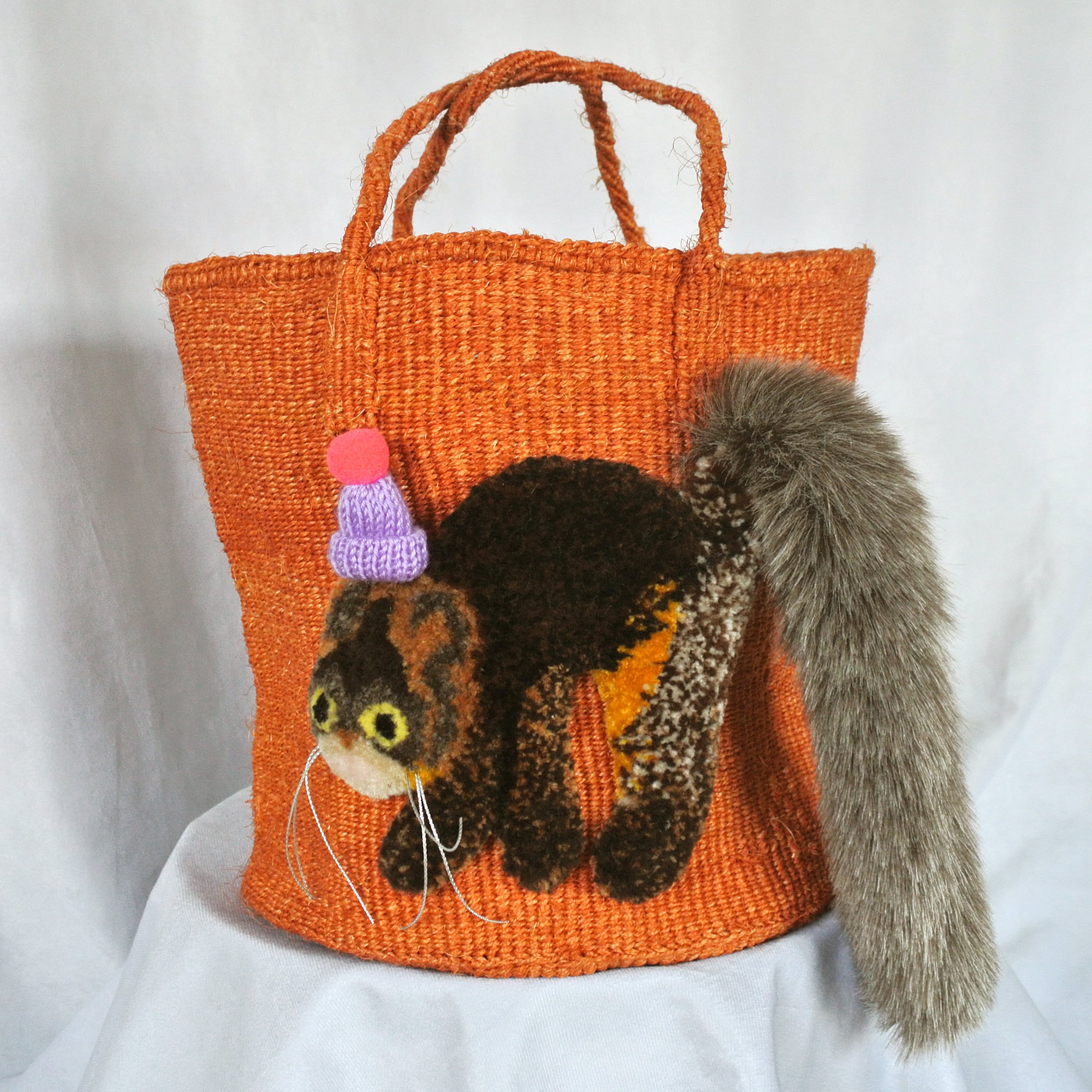 CAT IN DA HOUSE 　キャットインダハウス 　もこもこ猫バッグ CAT IN DA HOUSE もこもこ猫バッグ サビ猫 モコモコねこカゴバッグ