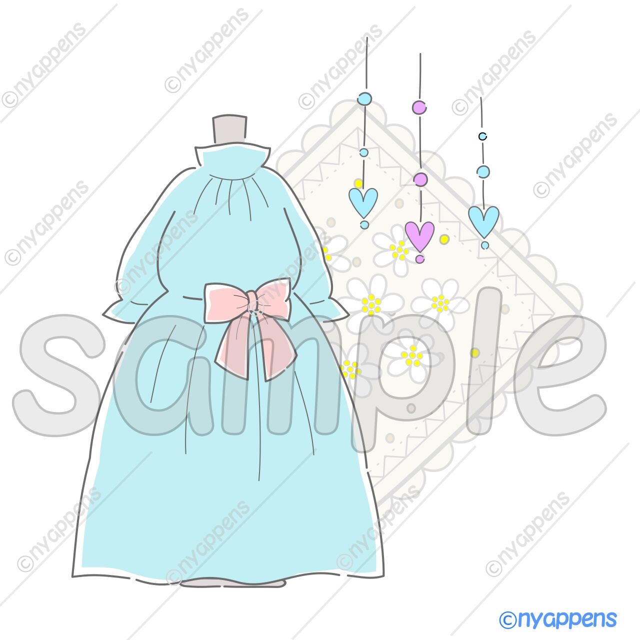 【商用利用OK】かわいい手書き風イラスト<ワンピース3種セット>SNSや素材に!
