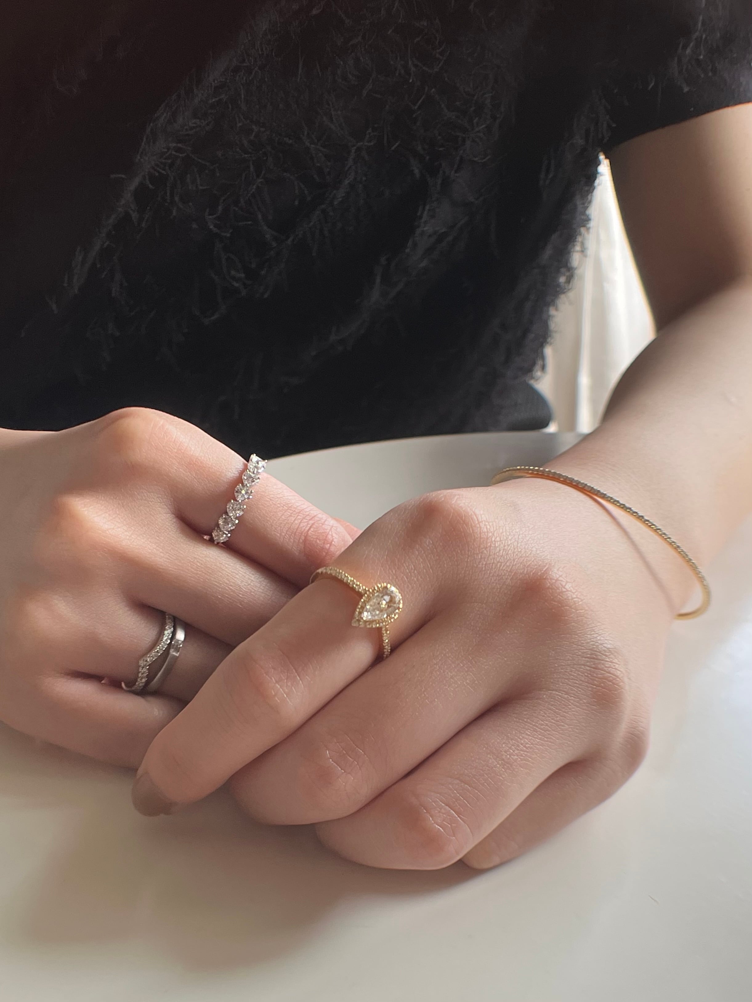 ハートシェイプカット ハーフエタニティ ダイヤモンドリング 1.00ct