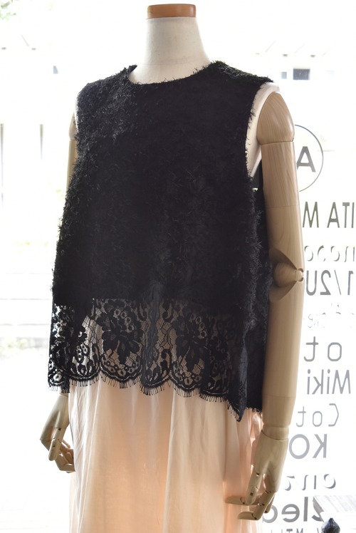 Bon vieux temps(ボンヴュータン) 25A/W Shaggy Jaquard × Lace pullover