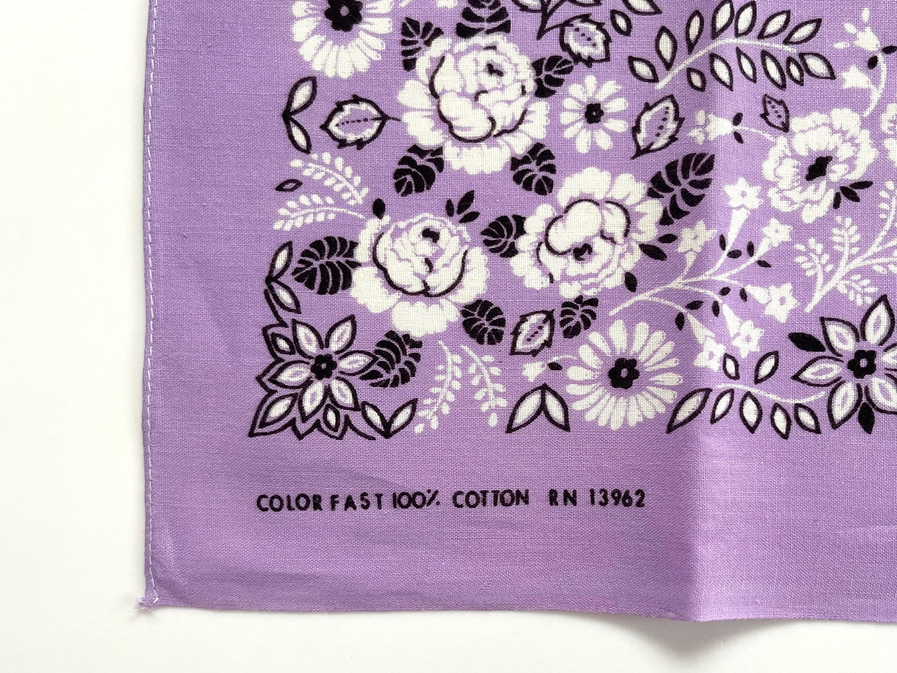 レアカラー 紫/ゴールド フラワー 14193 ビンテージバンダナ 1491 レアカラー 紫/ゴールド フラワー 14193 ビンテージバンダナ