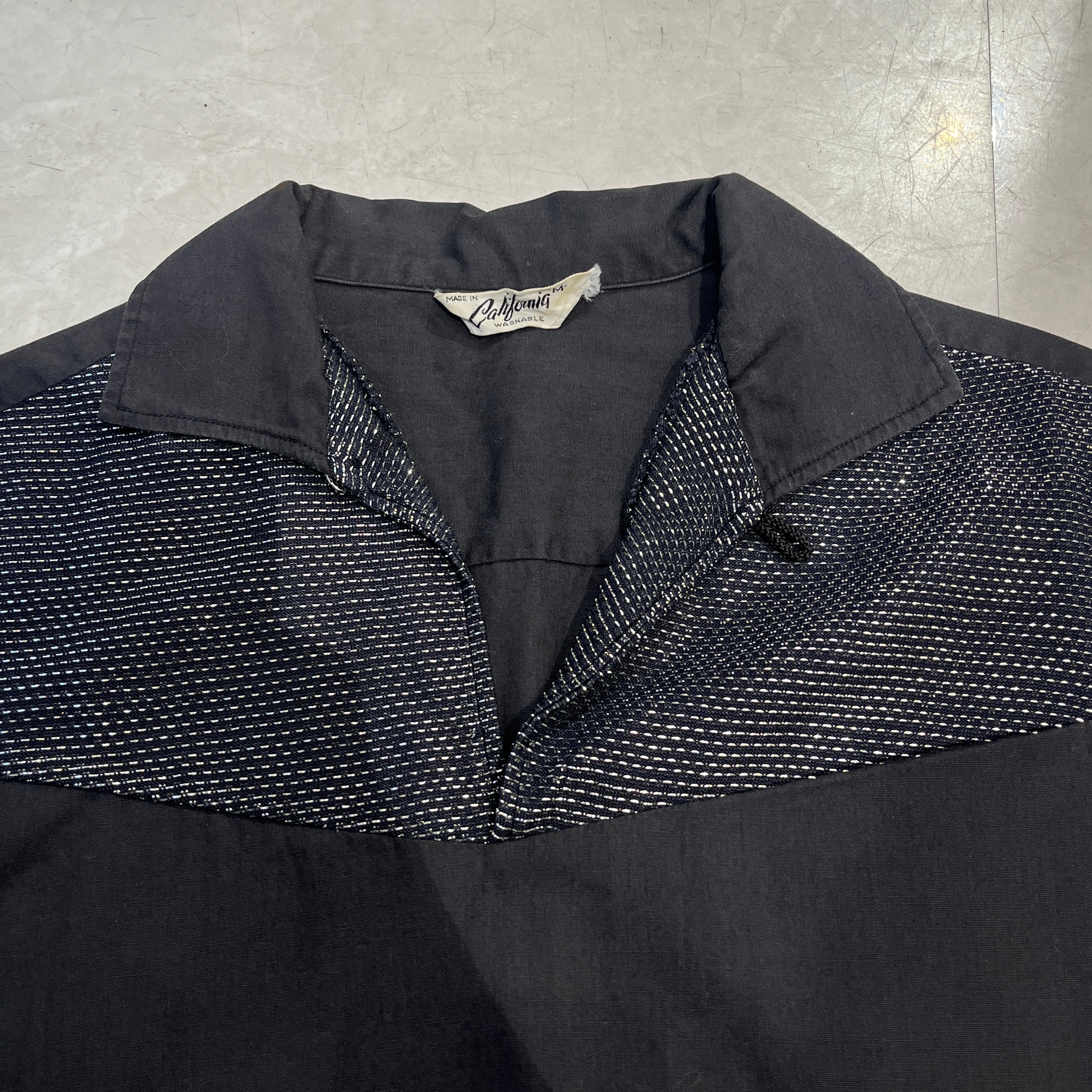 50s California Cotton Pullover Shirt 50年代 コットン ブラック プル
