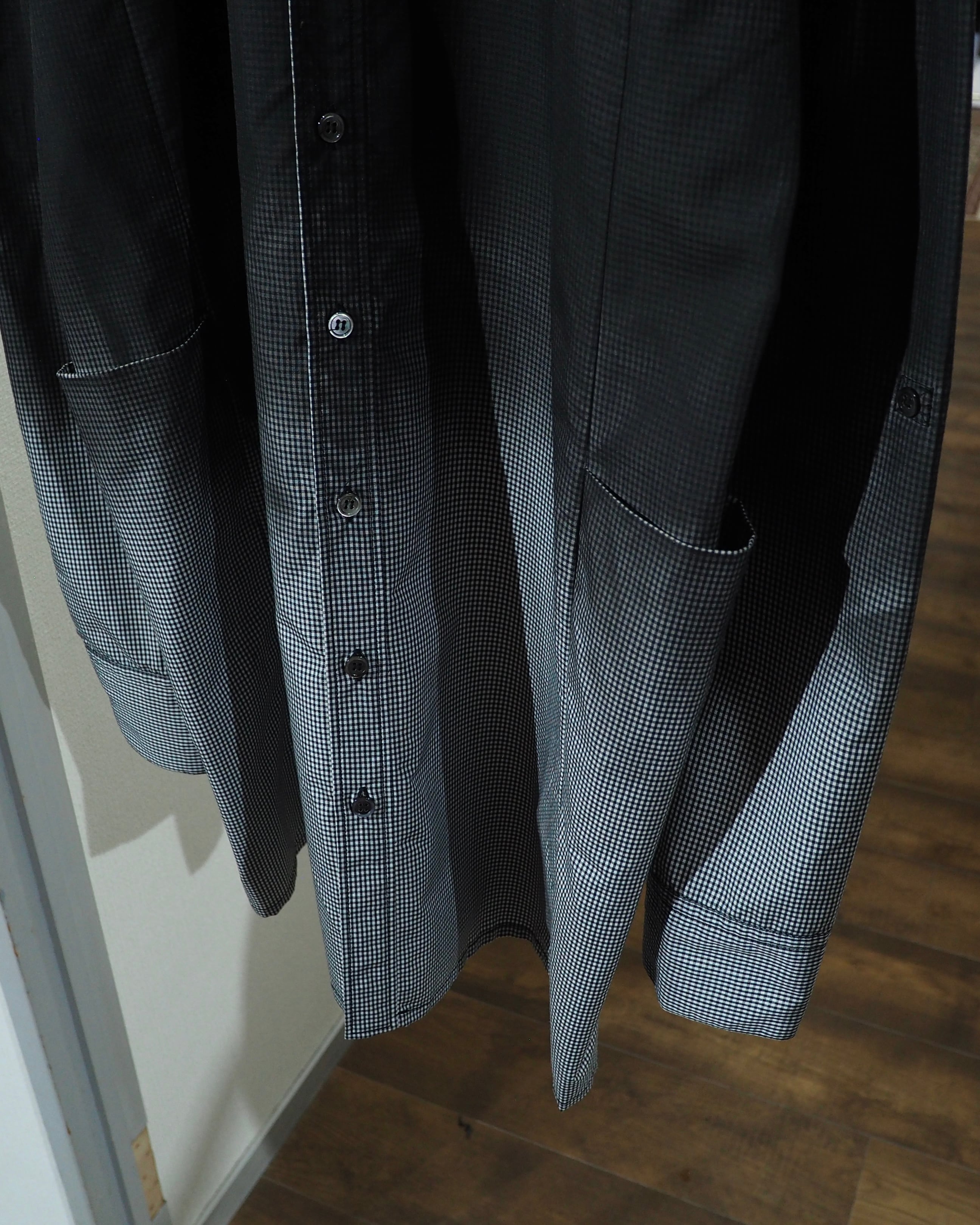 " DIET BUTCHER SLIM SKIN " Beautiful Gradation × Gingham Check Long Length Shirt