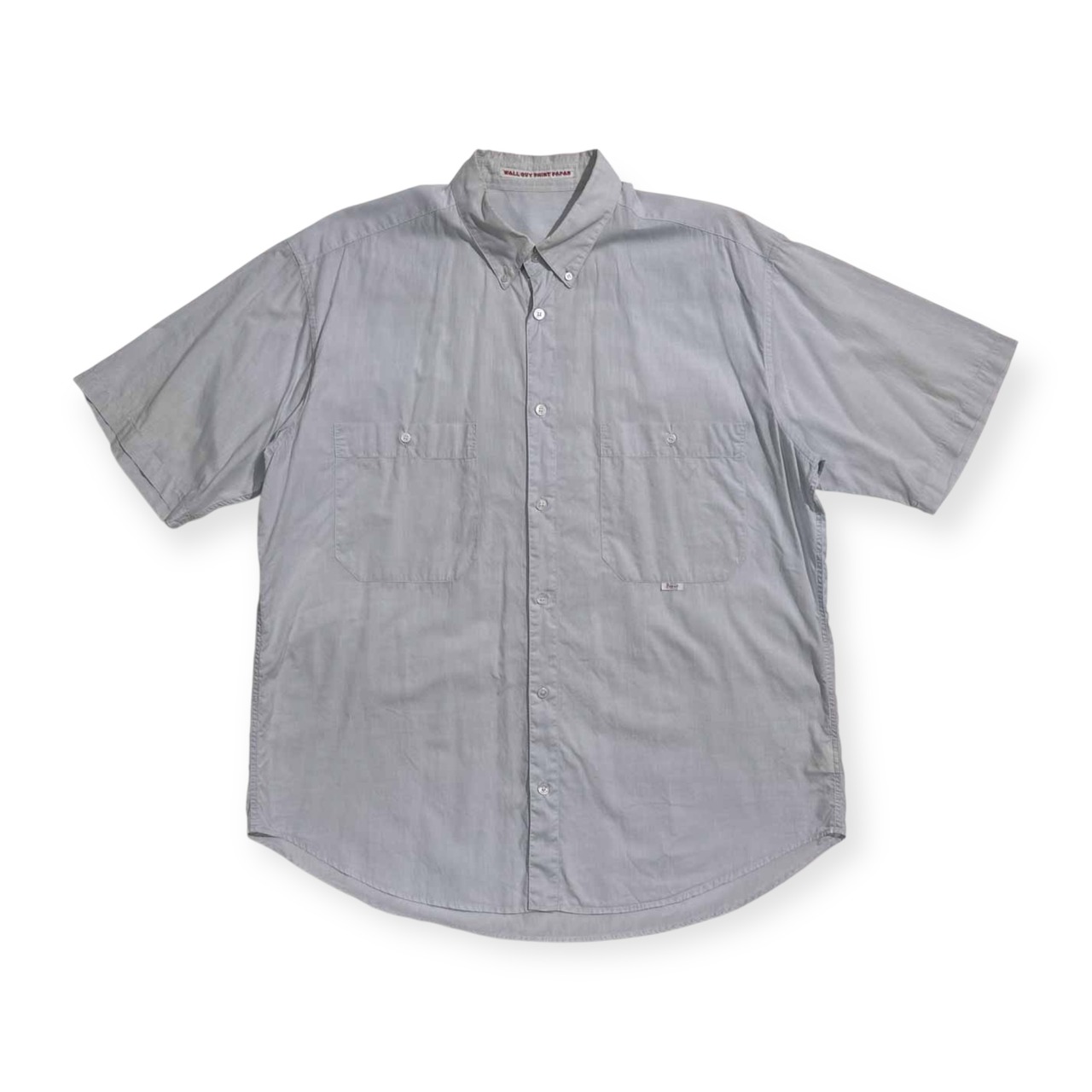 PAPAS パパス 両胸ポケット シルク混 BD 半袖シャツ サイズ L /水色/メンズ/薄手