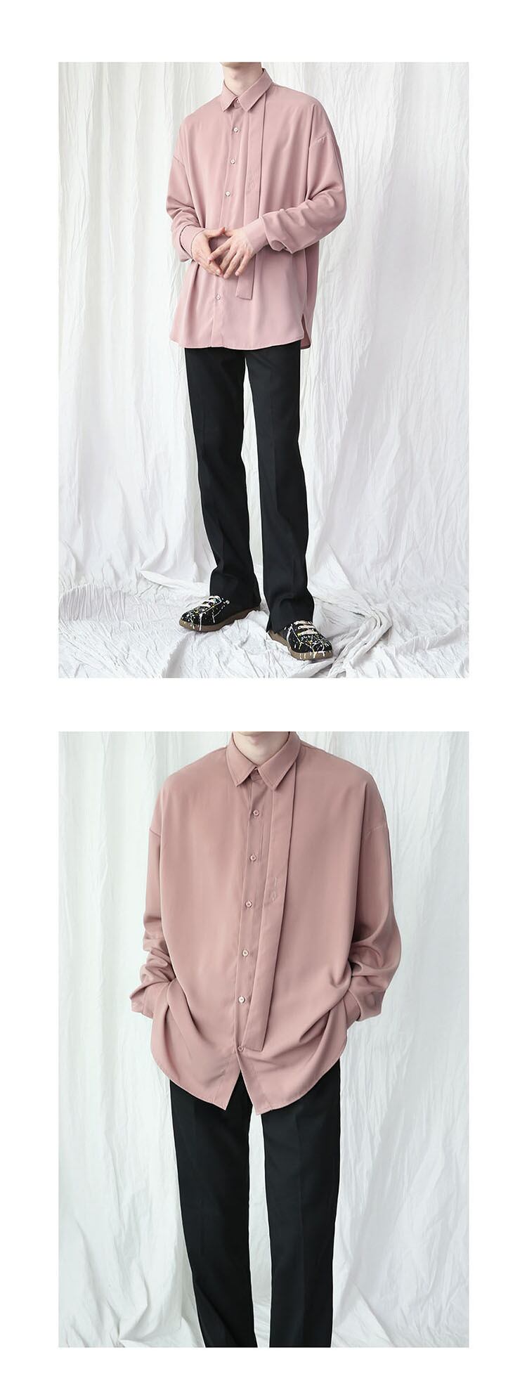 全3色 シャツ トップス 無地 カジュアル 長袖 おしゃれ