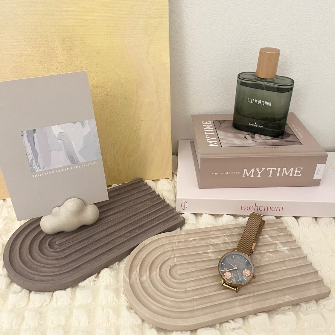 mulch tray【beige×white】ジェスモナイト Jesmonite | PAY ID