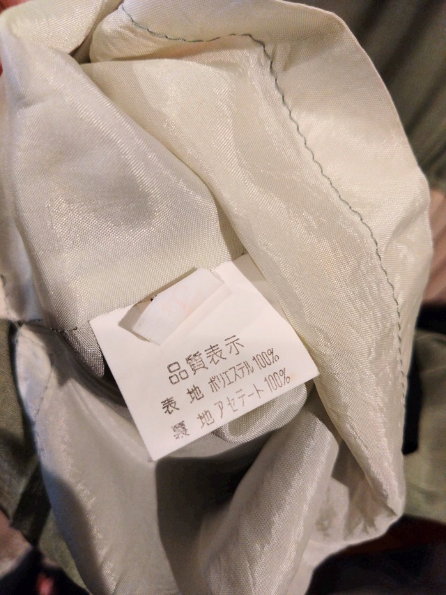 ミントグリーン色切替プリーツワンピース/レトロアンティークヴィンテージ日本製古着服MADEINJAPAN