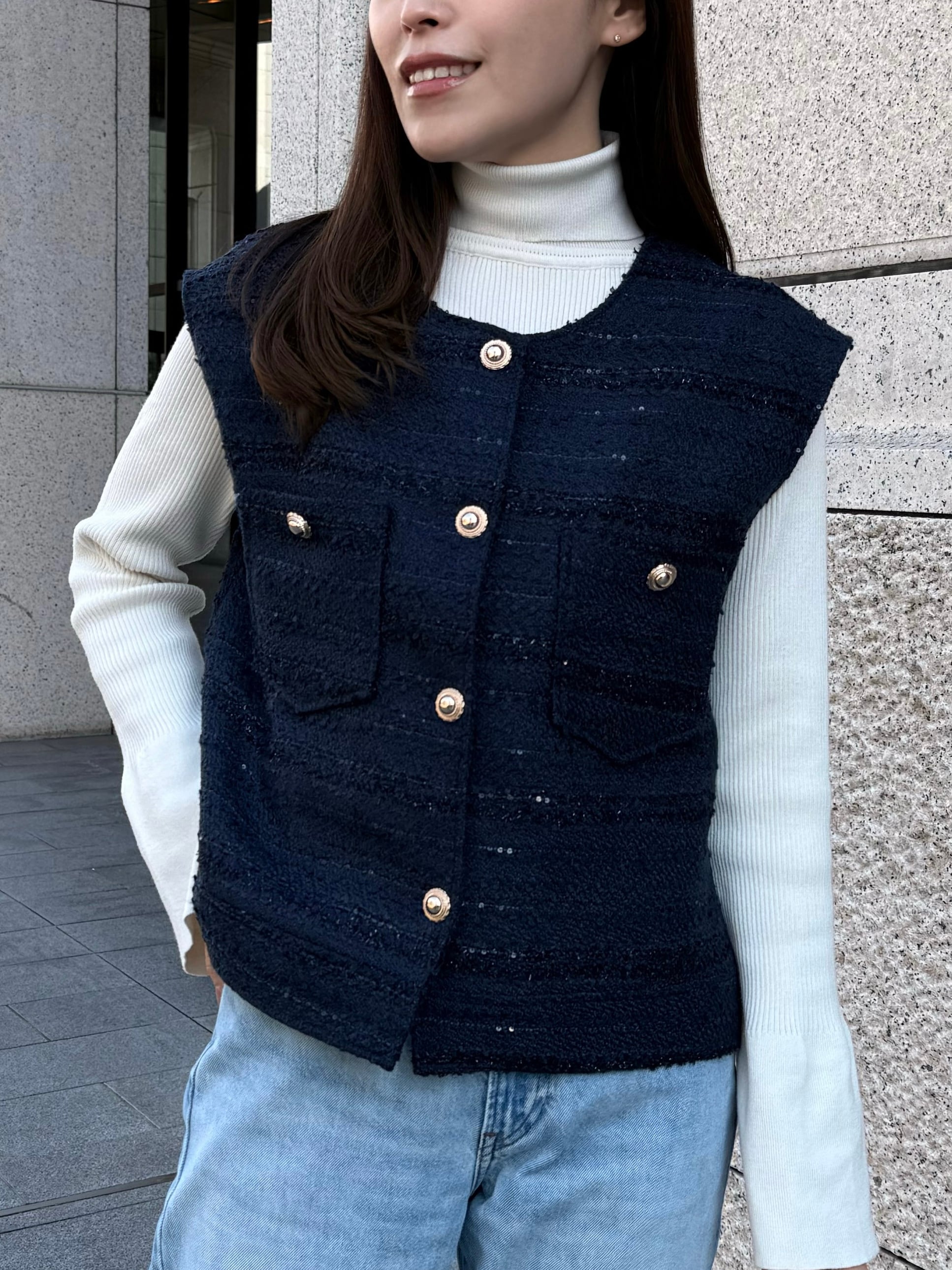FORME フォルム フロントボタンベスト フロントボタンロングベスト FRONT BUTTON LONG VEST