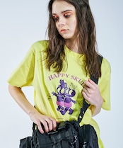 HAPPYスカルプリントベーシックTシャツ (YELLOW) CQ-46096