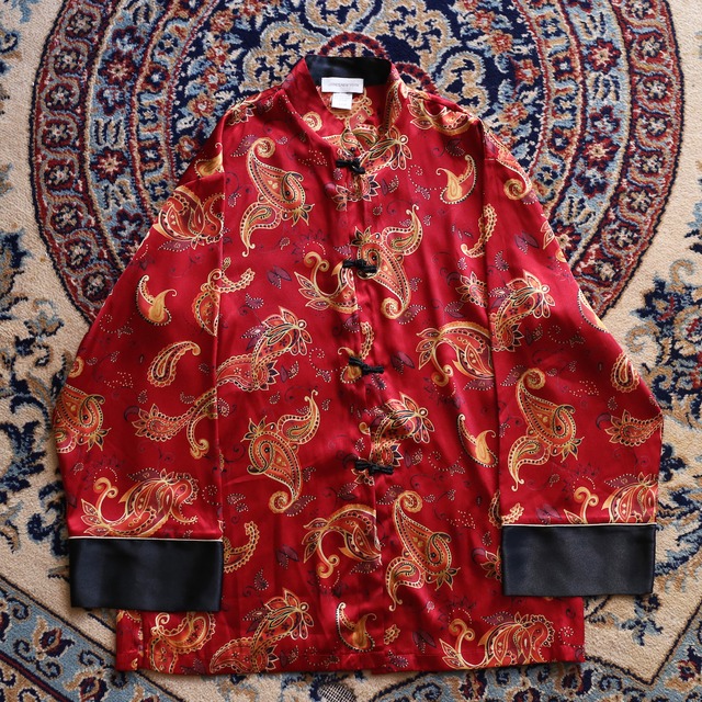 satin fabric l/s china shirt