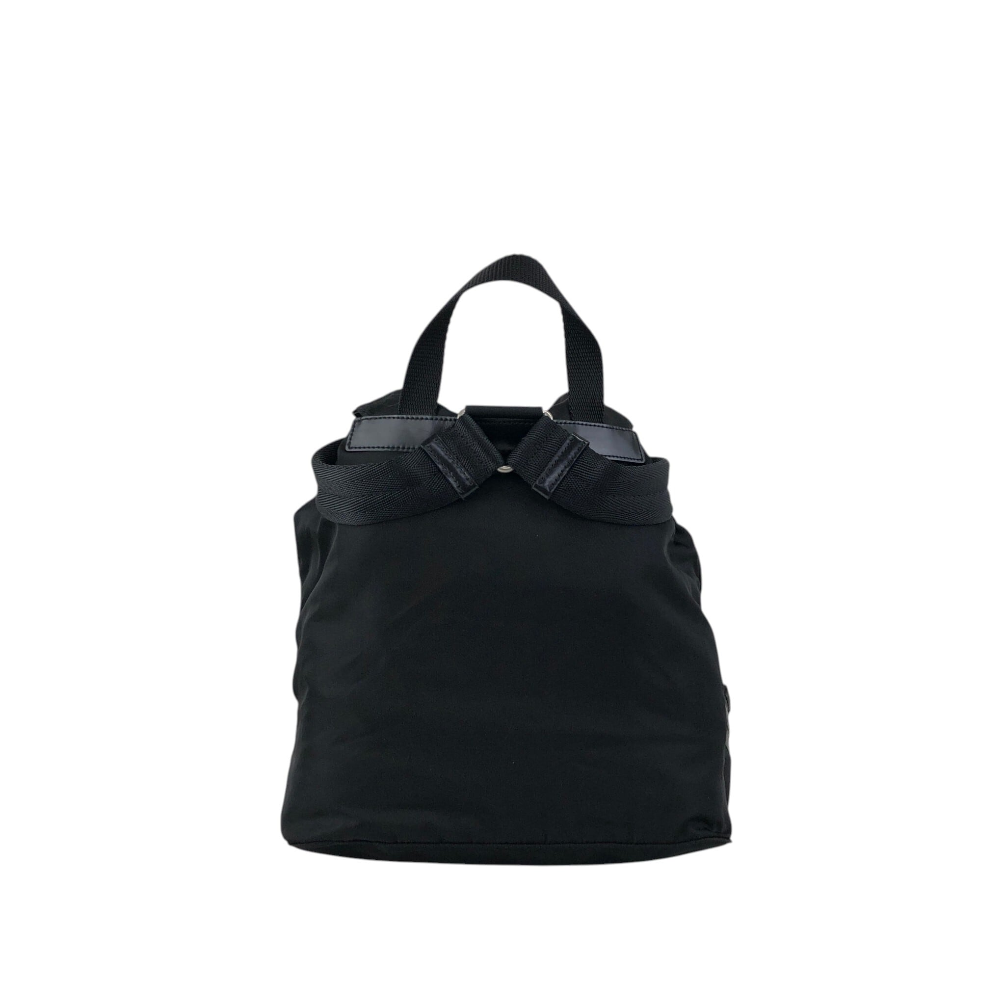 PRADA ナイロン トライアングルロゴ ダブルポケットリュック ブラック PRADA プラダ バックパック ブラック トライアングルロゴ ナイロン