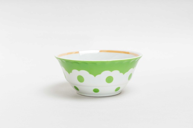 ヴィンテージ　緑のドット柄お茶碗　ユジノウラリスク磁器工場　旧ソ連　0546