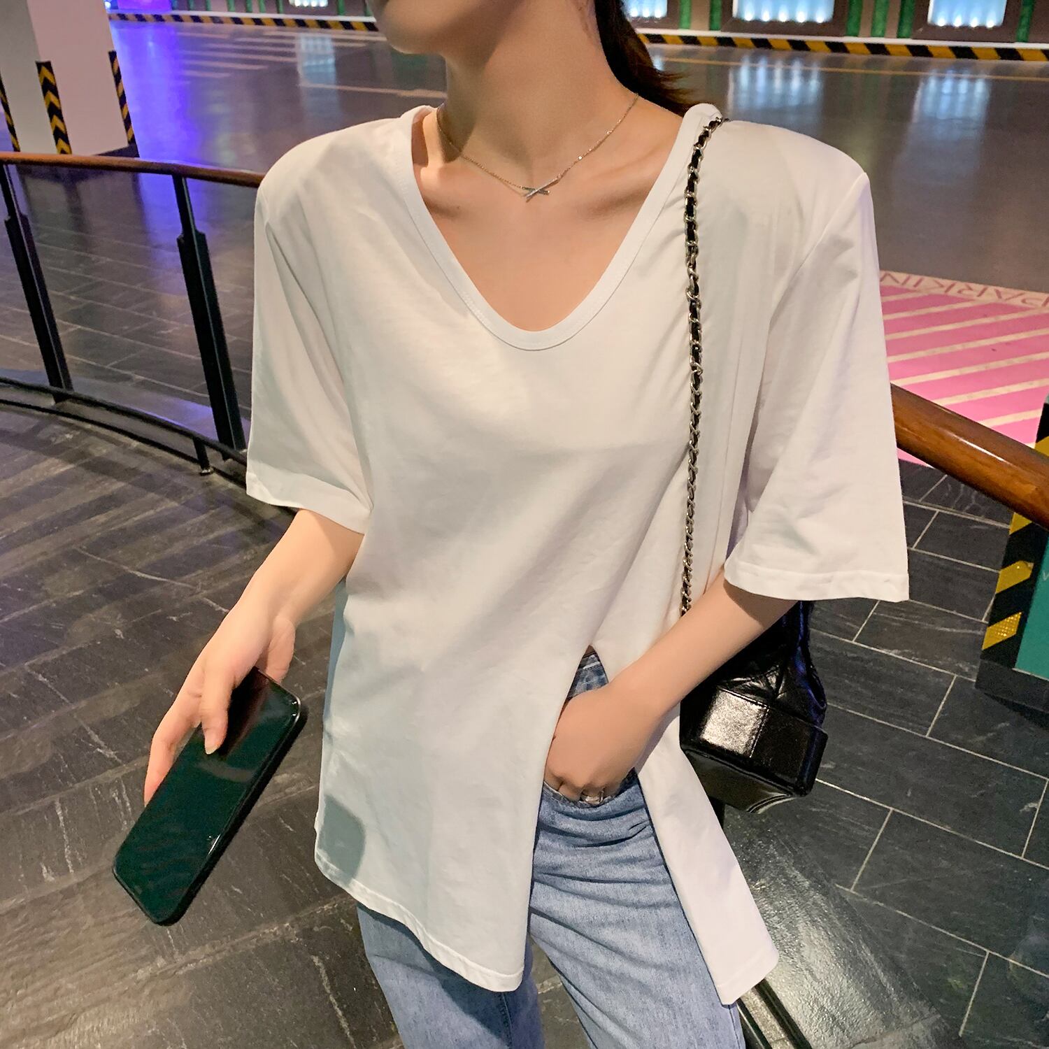 Tシャツ レディーススプリングホワイトルーズトップス 春物 6Du_Shop_Women67500513206