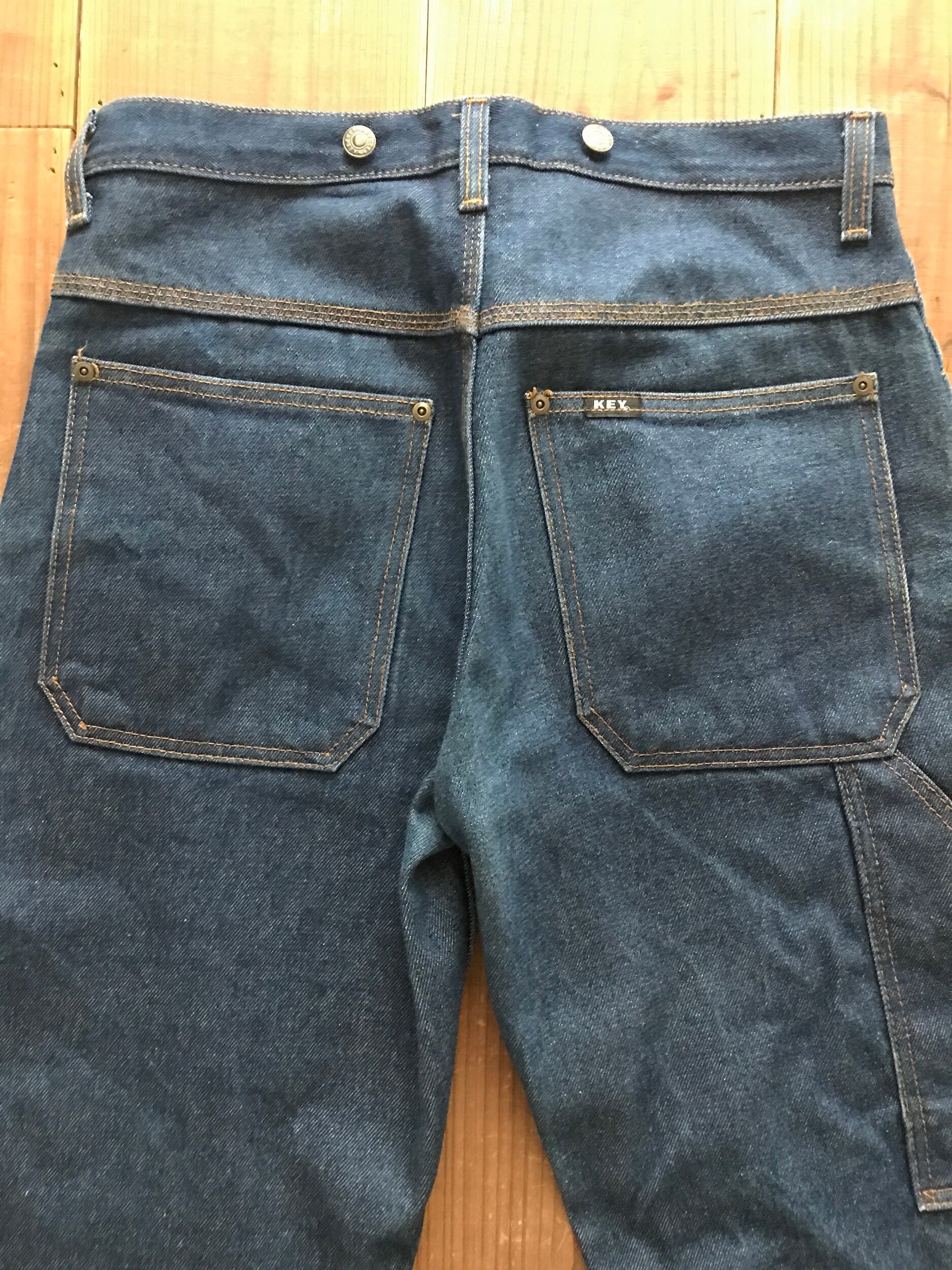 KEY サスペンダーボタン　ハンマーポケット付　デニムパンツ　濃紺