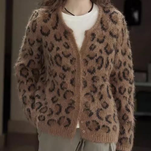 レオパードニットカーディガン ・20554