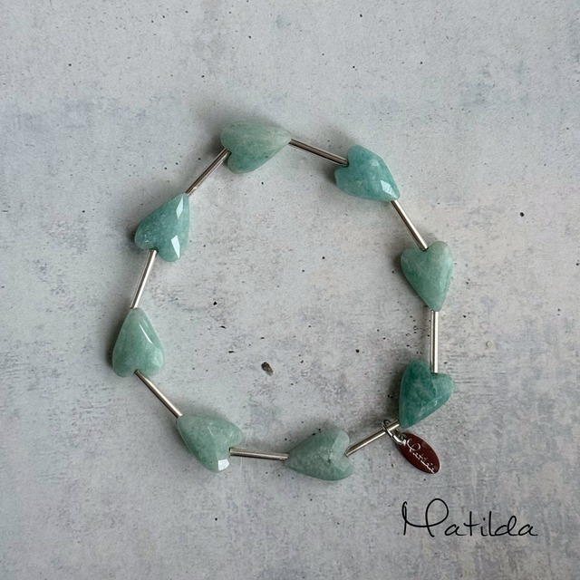 【再販】Tube & stone bracelet（アマゾナイトハート）