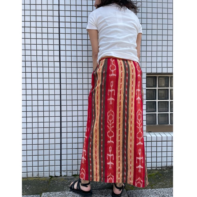 US native pattern slit skirt
