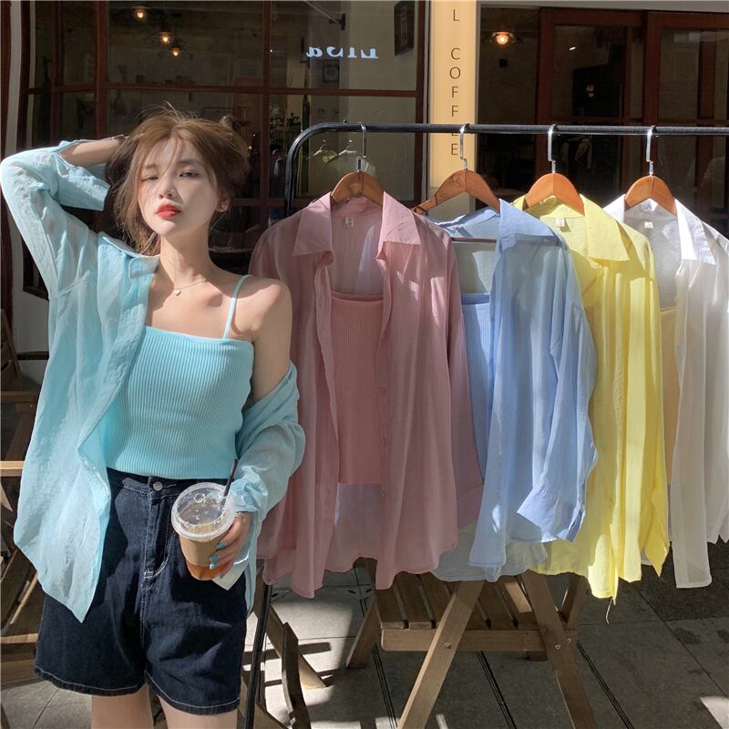 シャツ トップス サマー薄手 ロング 大人ガーリー スウィート キュート カジュアル 夏物 1号婦人32651416705