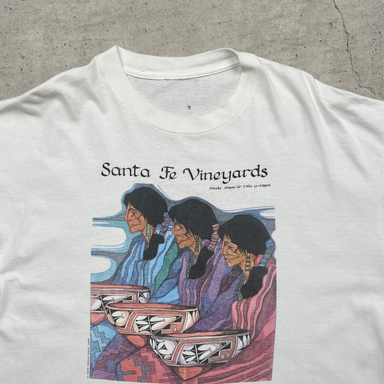 80年代〜90年代 Santa Fe Vineyards ワイン お酒 アートプリントT 