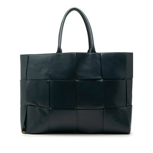 ボッテガヴェネタ マキシイントレチャート アルコ ラージ トートバッグ ハンドバッグ ネイビー レザー メンズ BOTTEGAVENETA 【中古】