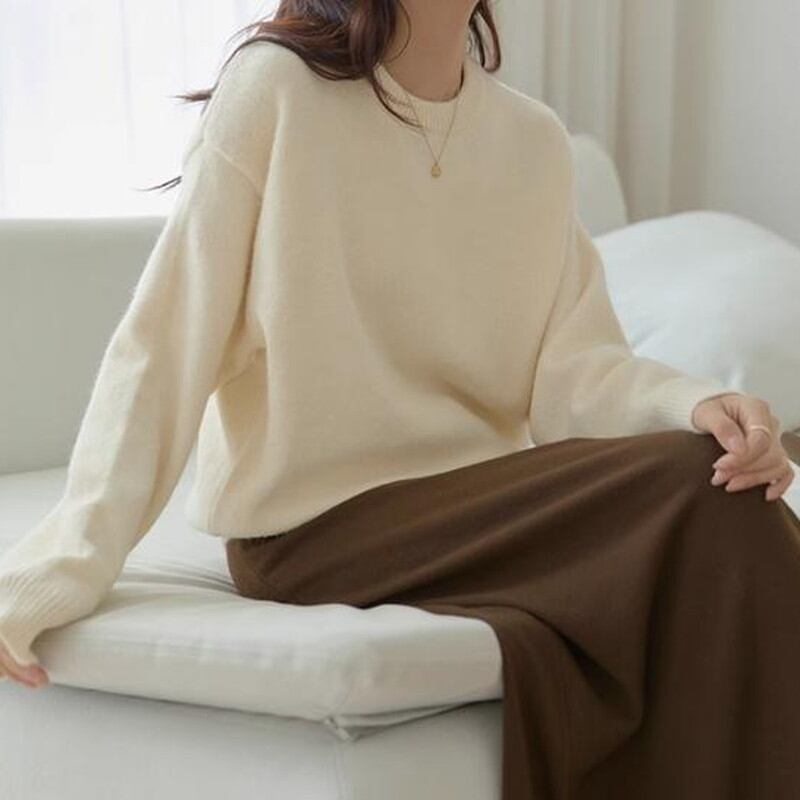 crew neck simple knit pullover N30258
