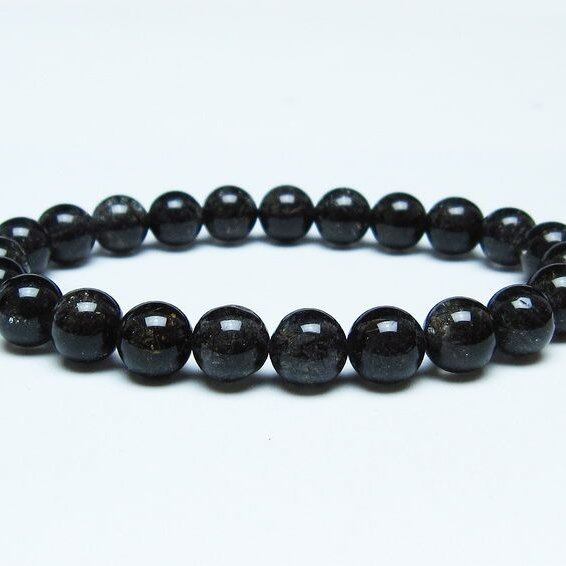 ブラックルチルクォーツ ブレスレット 8mm ブラックトルマリン トルマリネイテッドクォーツ 一点物 メール便可 [M便 1/10] 111-47149