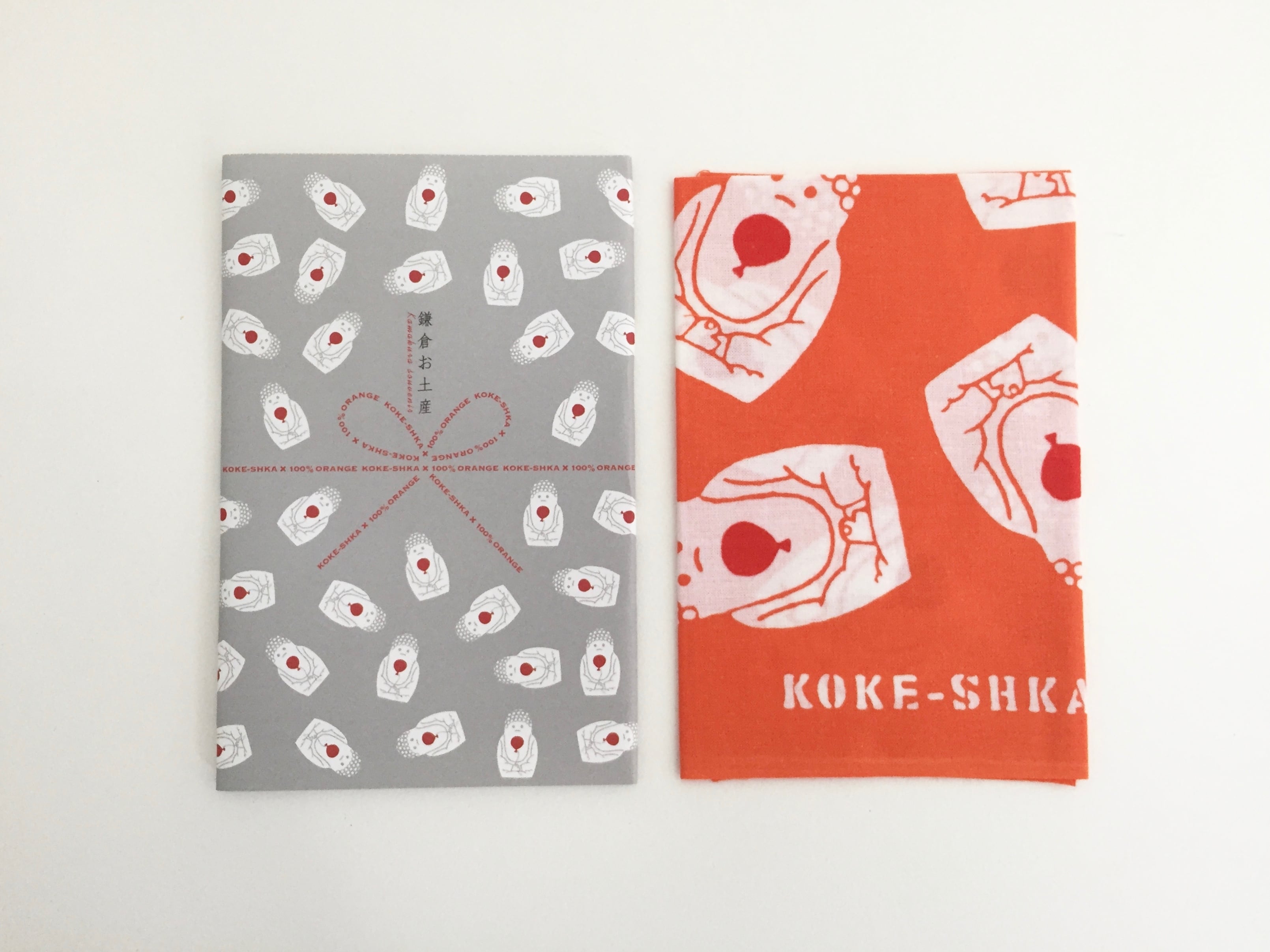 リトルブッダ手ぬぐいハンカチ（100%ORANGE × コケーシカ ）