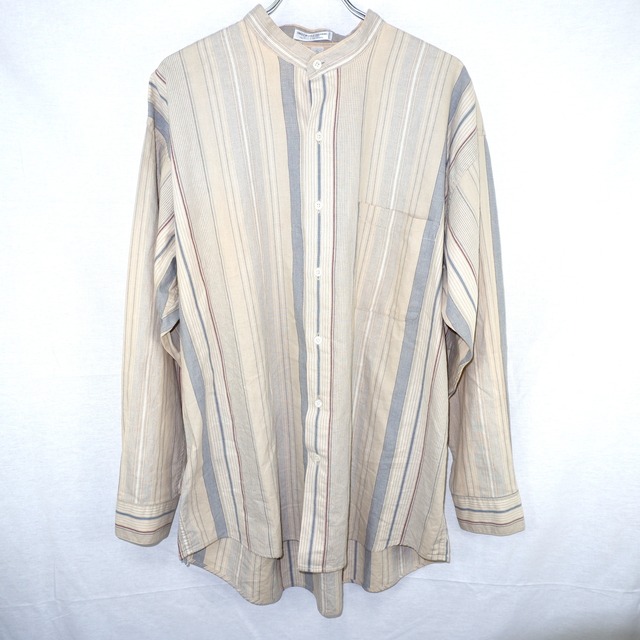 [L] GEOFFREY BEENE Band Collar Stripe Shirt | バンドカラー ストライプ シャツ
