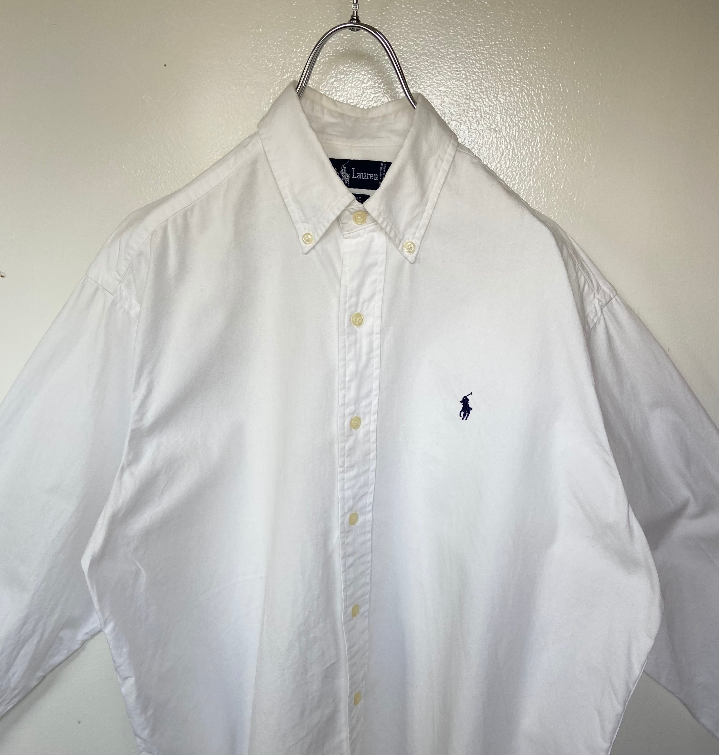 90s古着 POLO RALPH LAUREN/ラルフローレン 白 ホワイト 長袖シャツ ...