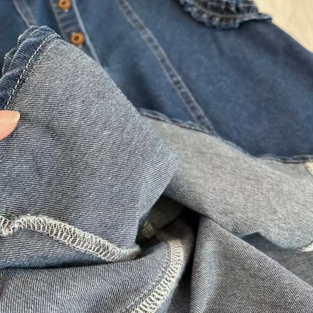 【取寄】迷ったらこれ!にぴったりなフリルデニムジャンパースカート