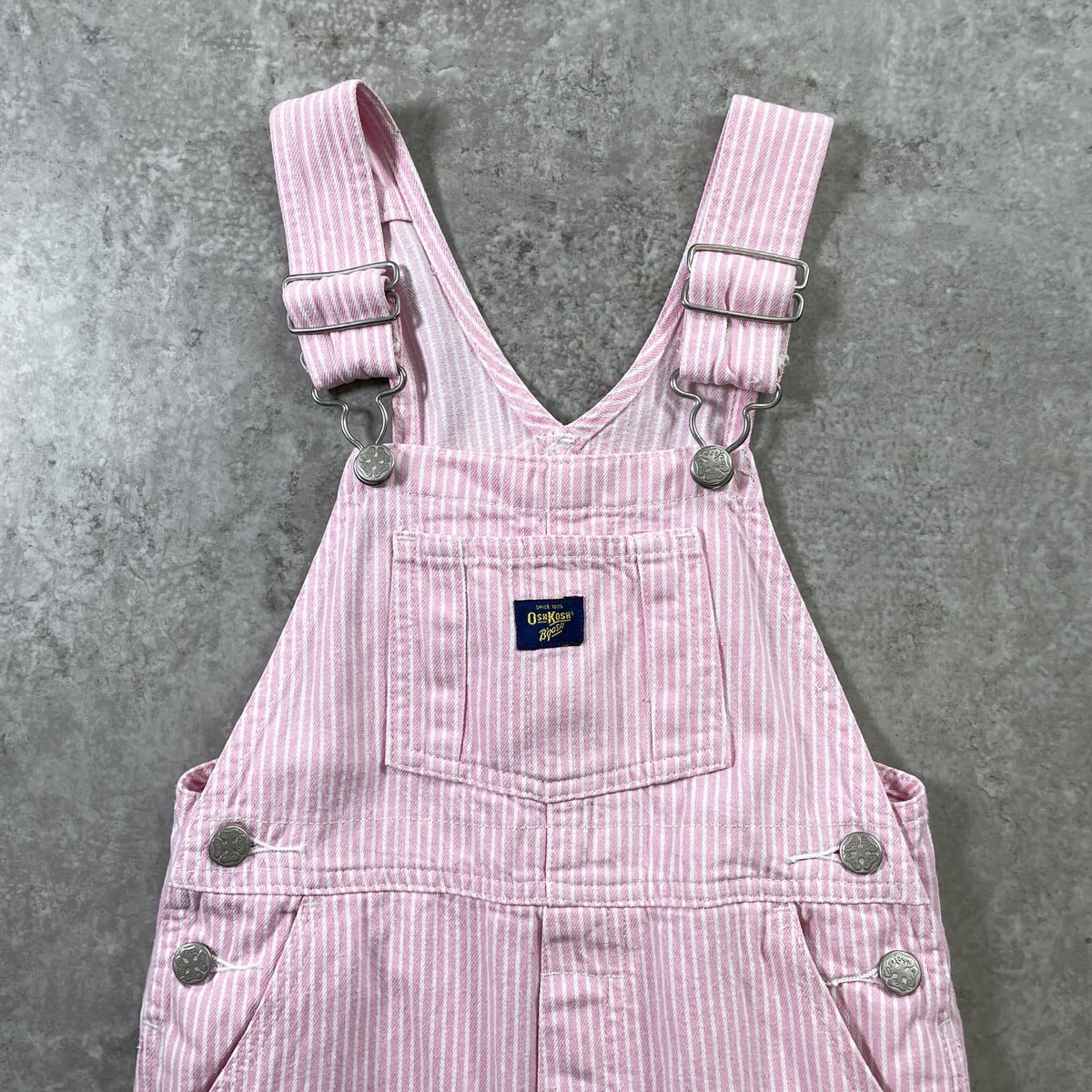 kids】OSHKOSH オシュコシュ ピンクストライプ オーバーオール